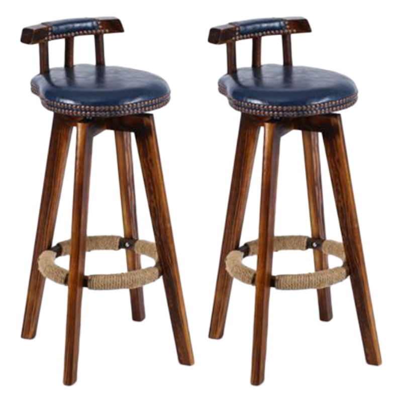 Tradition Backrest Armless Counter Stool Wood Household Bar Stool with Leather Cushion