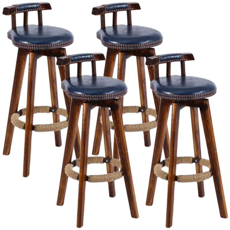 Tradition Backrest Armless Counter Stool Wood Household Bar Stool with Leather Cushion