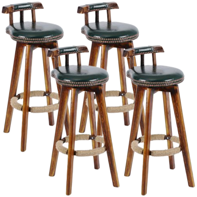 Tradition Backrest Armless Counter Stool Wood Household Bar Stool with Leather Cushion