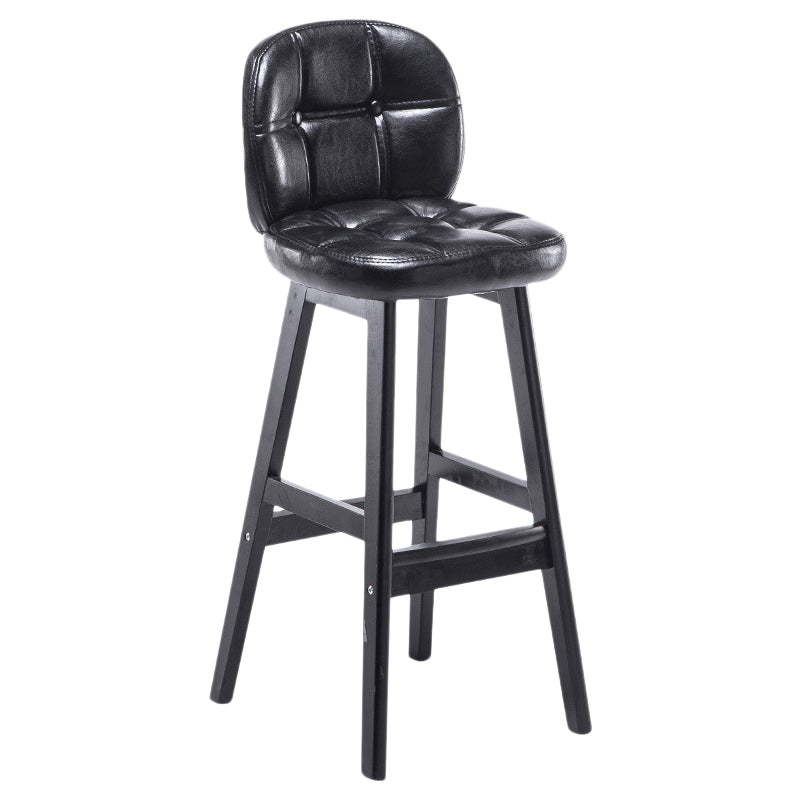 Indoor Bar Stool Modern Rectangular Backrest Counter Stool with Wood Legs