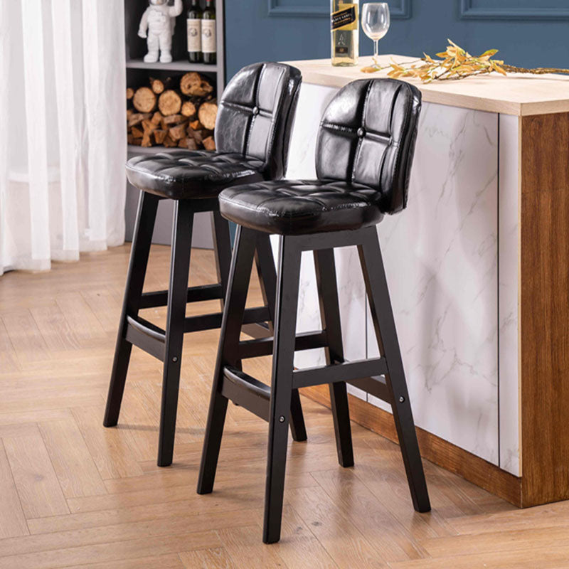 Indoor Bar Stool Modern Rectangular Backrest Counter Stool with Wood Legs