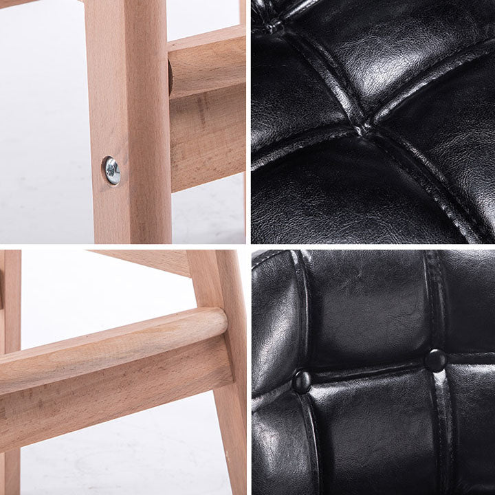 Indoor Bar Stool Modern Rectangular Backrest Counter Stool with Wood Legs