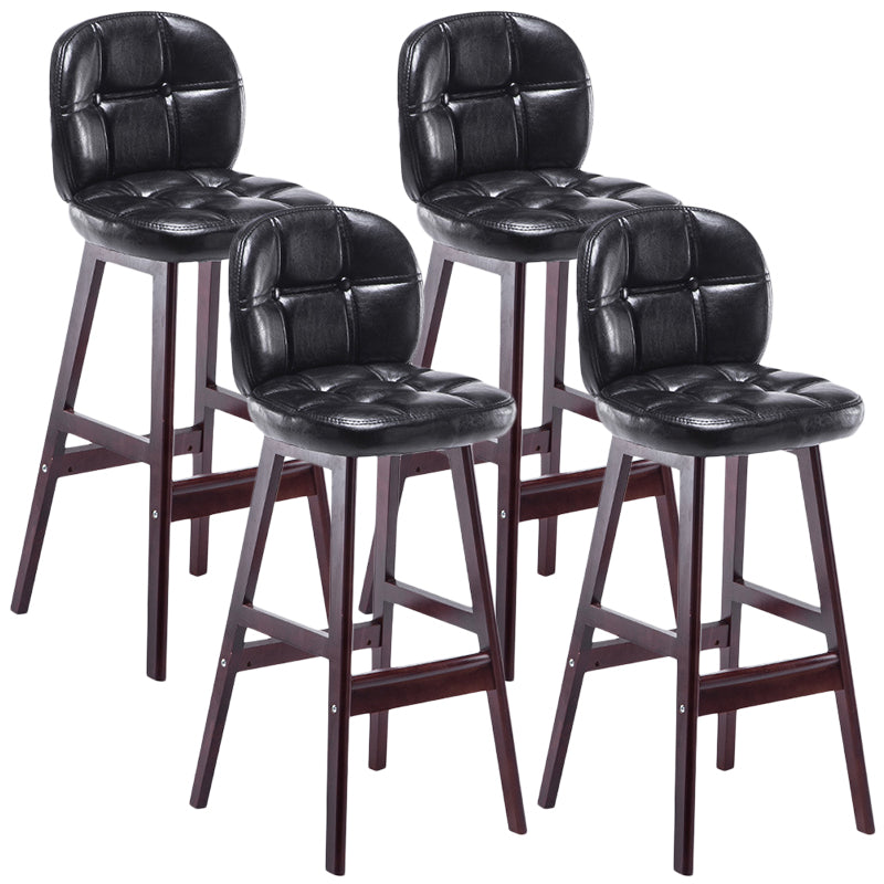 Indoor Bar Stool Modern Rectangular Backrest Counter Stool with Wood Legs