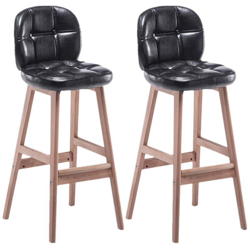 Indoor Bar Stool Modern Rectangular Backrest Counter Stool with Wood Legs
