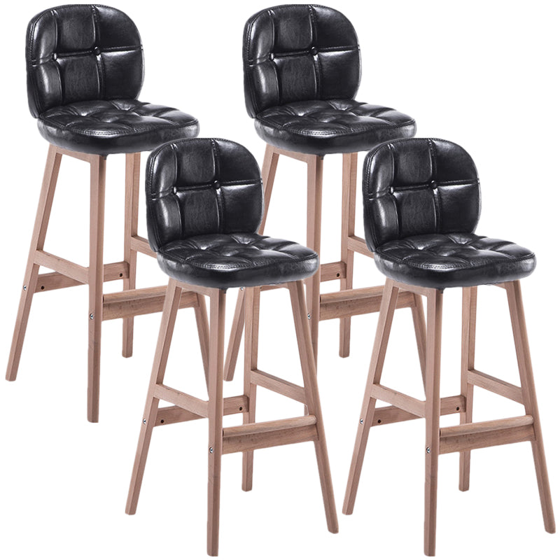 Indoor Bar Stool Modern Rectangular Backrest Counter Stool with Wood Legs