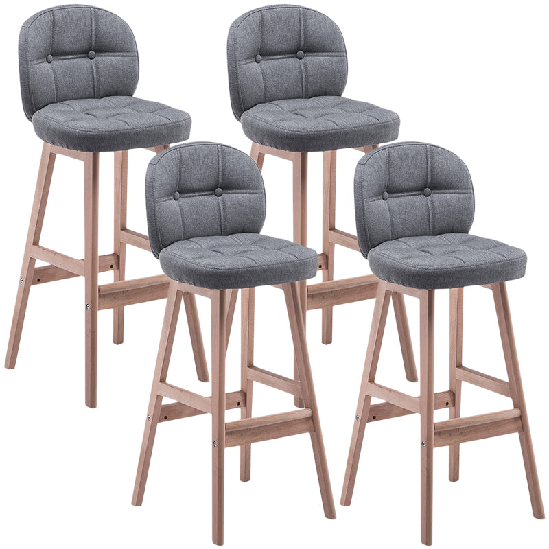 Indoor Bar Stool Modern Rectangular Backrest Counter Stool with Wood Legs