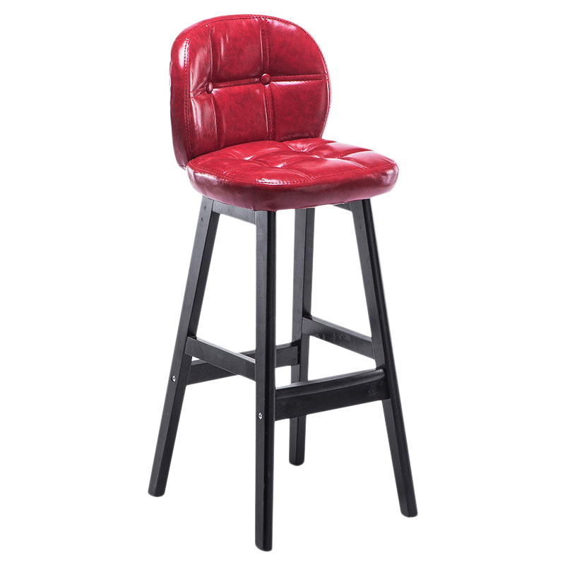 Indoor Bar Stool Modern Rectangular Backrest Counter Stool with Wood Legs