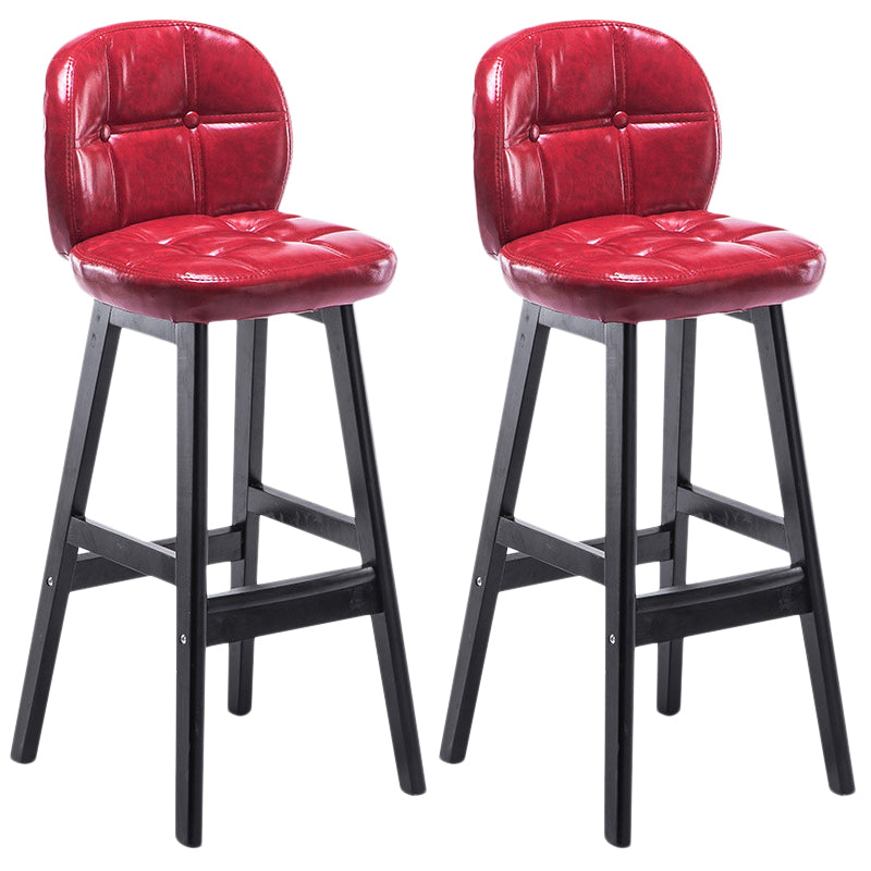 Indoor Bar Stool Modern Rectangular Backrest Counter Stool with Wood Legs
