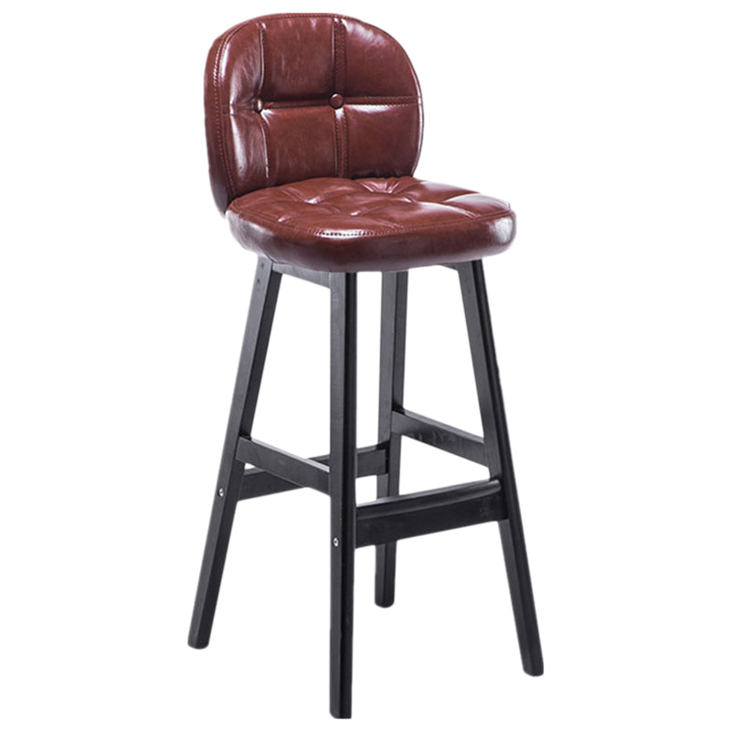Indoor Bar Stool Modern Rectangular Backrest Counter Stool with Wood Legs