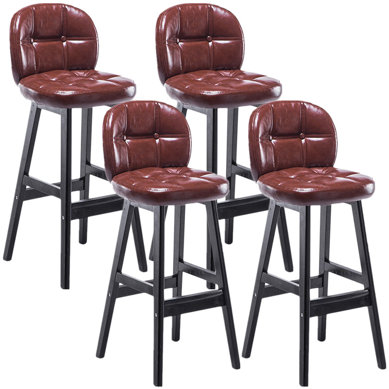 Indoor Bar Stool Modern Rectangular Backrest Counter Stool with Wood Legs