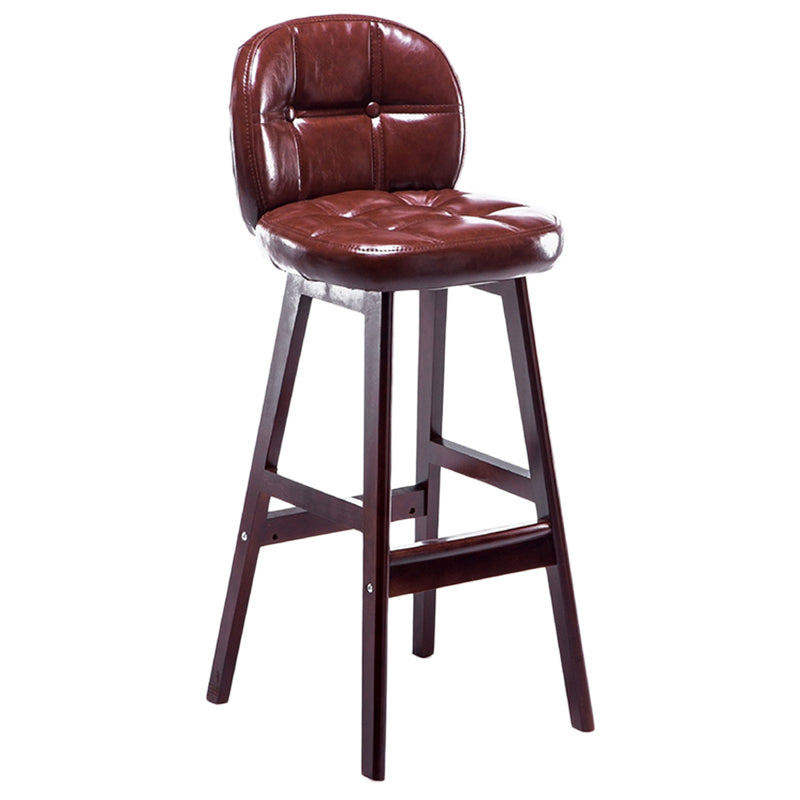 Indoor Bar Stool Modern Rectangular Backrest Counter Stool with Wood Legs