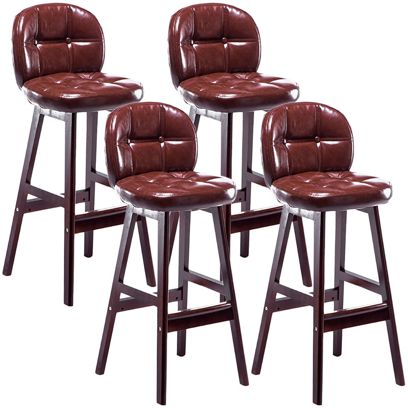 Indoor Bar Stool Modern Rectangular Backrest Counter Stool with Wood Legs