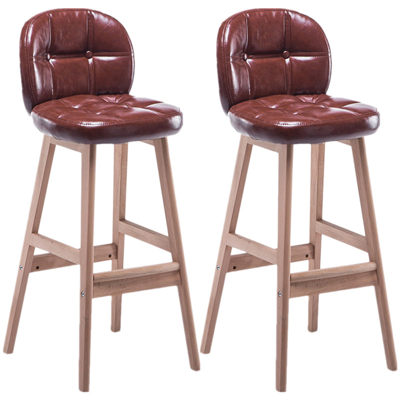 Indoor Bar Stool Modern Rectangular Backrest Counter Stool with Wood Legs