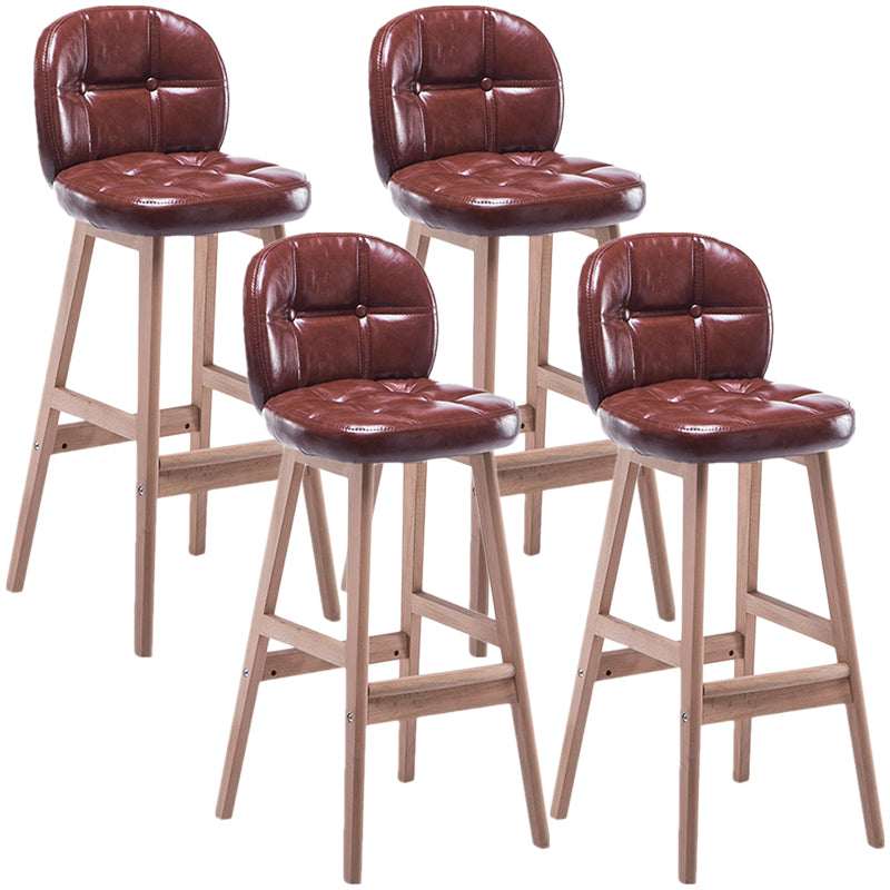 Indoor Bar Stool Modern Rectangular Backrest Counter Stool with Wood Legs