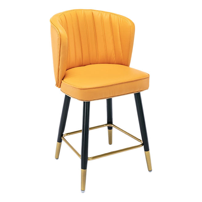 Scandinavian Footrest Checkout Counter Stool Matte Finish PU Leather Barstool