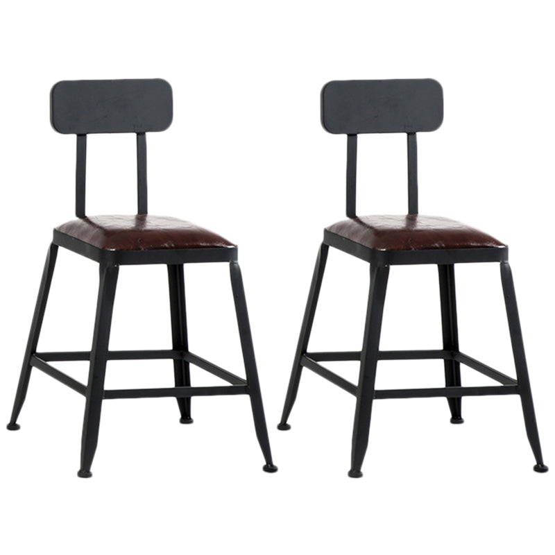 Industrial Style Armless Counter Stool Iron Cafe Bar Stool with Leather Cushion and Pedal