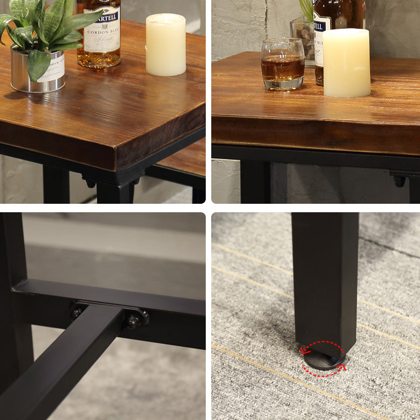 Industrial 1/2/3/5 Pieces Solid Wood Bar Table Set Square Bistro Set