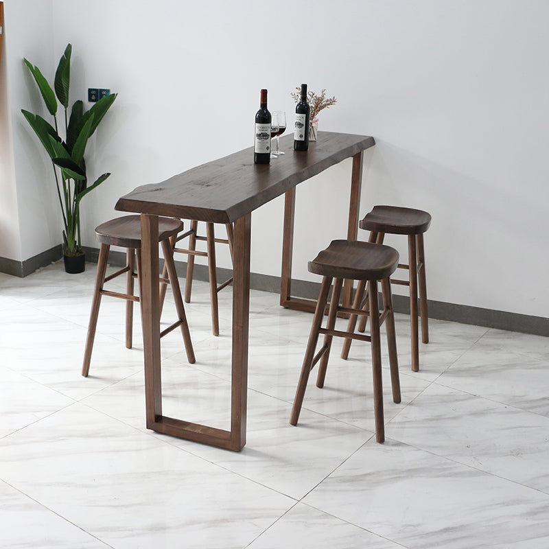 Luxury Rectangle Solid Wood Bar Table Set 1/4/5 Pieces Counter Table with Backless Stools