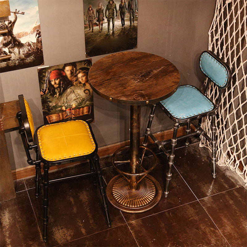 Industrial 1/2/3 Pieces Solid Wood Bar Table Set Round Bistro Set for Home Use