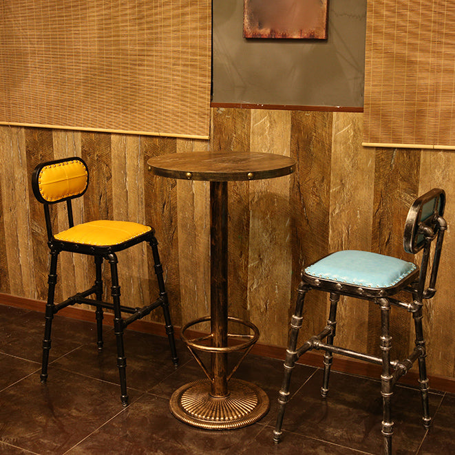 Industrial 1/2/3 Pieces Solid Wood Bar Table Set Round Bistro Set for Home Use