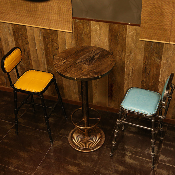 Industrial 1/2/3 Pieces Solid Wood Bar Table Set Round Bistro Set for Home Use