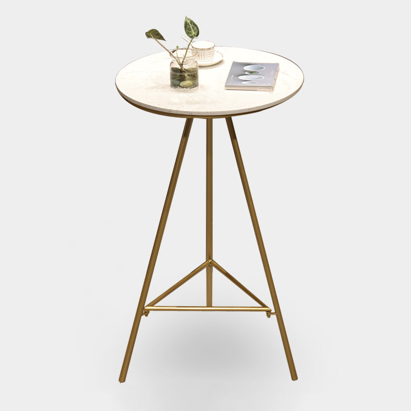 1/3 Pieces Glam Iron Bar Table Set Round Bistro Set with White Faux Marble Top