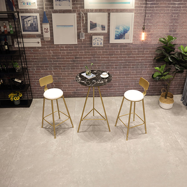 1/3 Pieces Glam Iron Bar Table Set Round Bistro Set with White Faux Marble Top