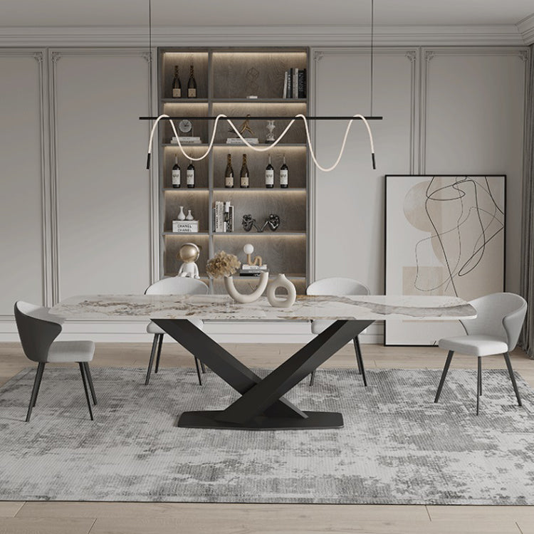 Modern Sintered Stone Top Dining Set Rectangle 1/3/4/5/7/9 Pieces Dining Room Table Set