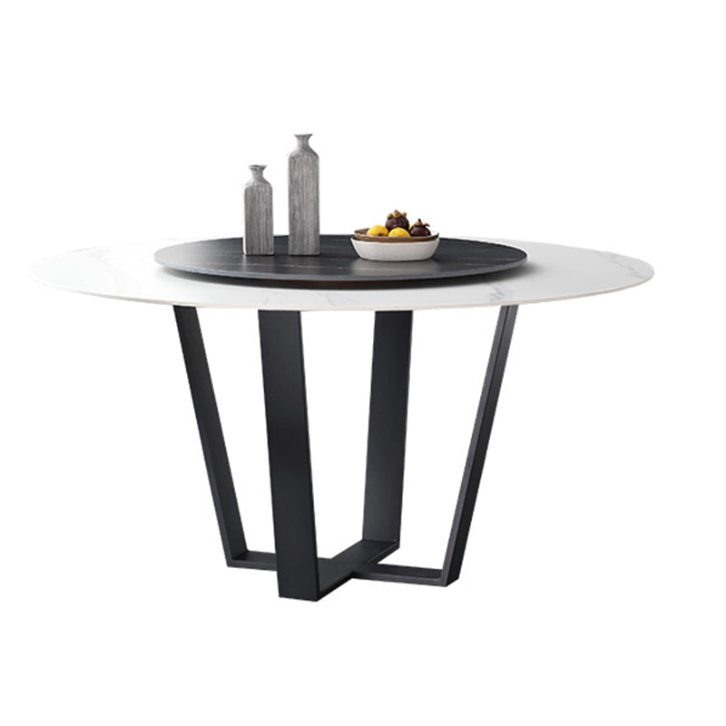 Modern Dinette Set 1/4/5/7 Pieces Round Sintered Stone Top Dining Table Set with Turntable