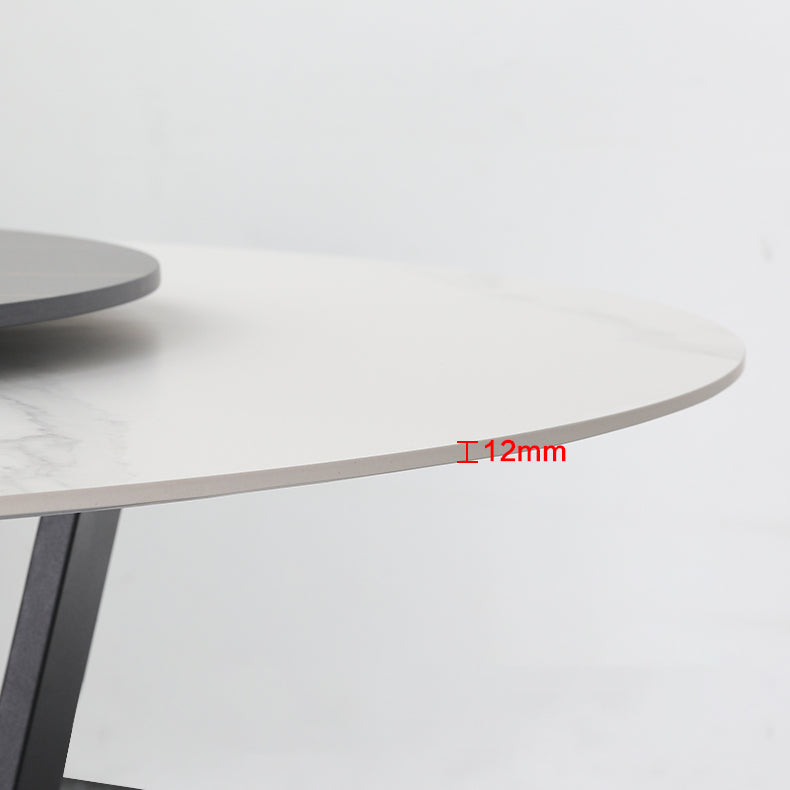 Modern Dinette Set 1/4/5/7 Pieces Round Sintered Stone Top Dining Table Set with Turntable