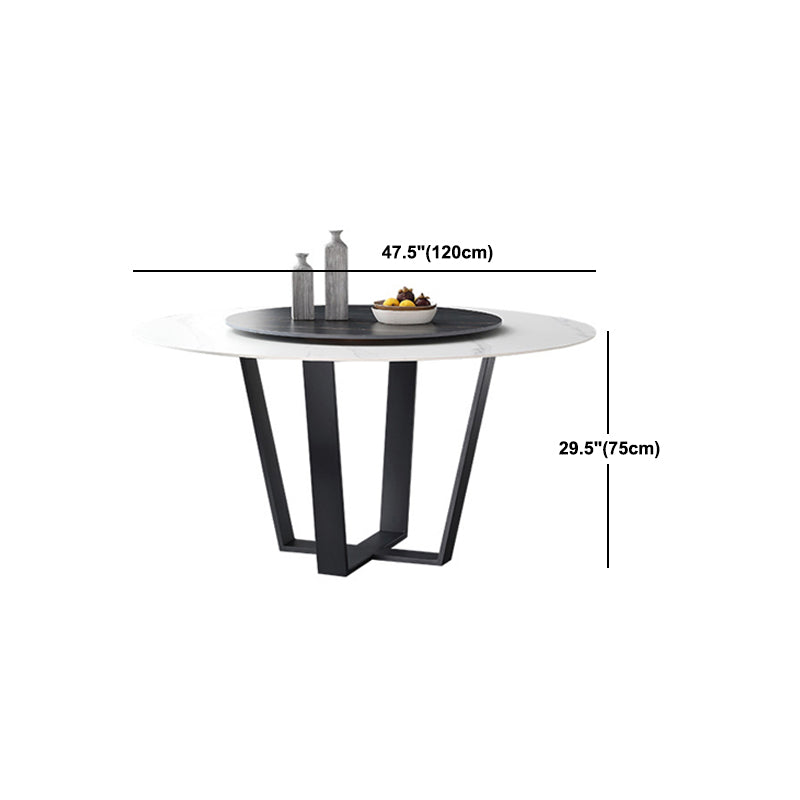 Modern Dinette Set 1/4/5/7 Pieces Round Sintered Stone Top Dining Table Set with Turntable