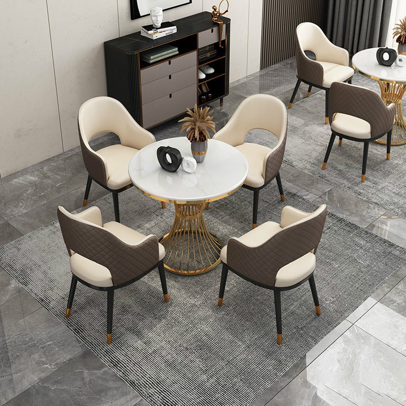 Glam White Sintered Stone Dining Table Set 1/2/3/4/5 Pieces Dining Set for Home Use