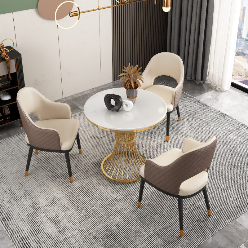 Glam White Sintered Stone Dining Table Set 1/2/3/4/5 Pieces Dining Set for Home Use