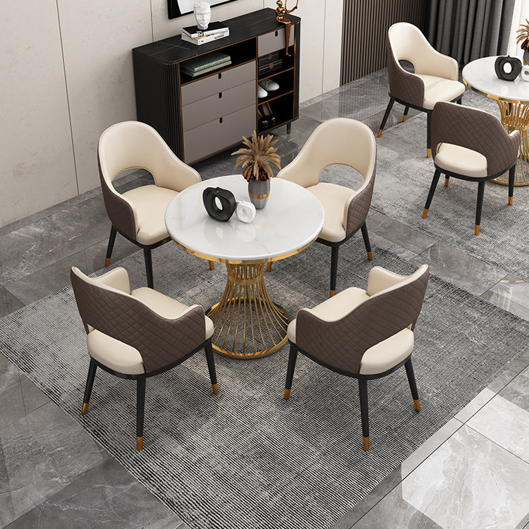 Glam White Sintered Stone Dining Table Set 1/2/3/4/5 Pieces Dining Set for Home Use