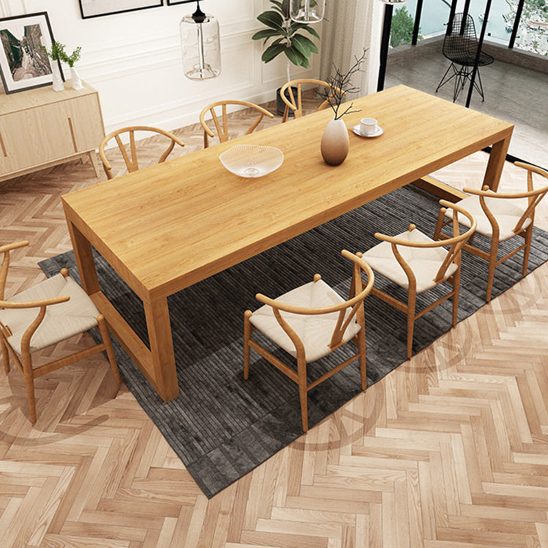 Solid Wood Top Dining Table Traditional Luxury Rectangle Table with Sled Base