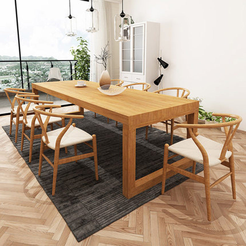 Solid Wood Top Dining Table Traditional Luxury Rectangle Table with Sled Base