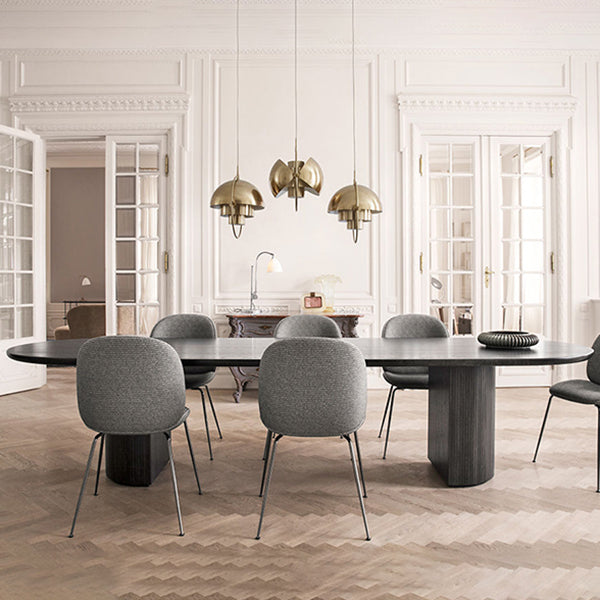 Contemporary Solid Wood Dinette Table Black Double Pedestal Dining Table