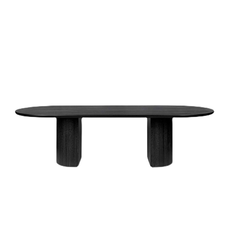 Contemporary Solid Wood Dinette Table Black Double Pedestal Dining Table
