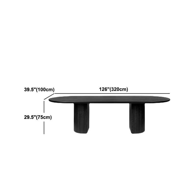 Contemporary Solid Wood Dinette Table Black Double Pedestal Dining Table