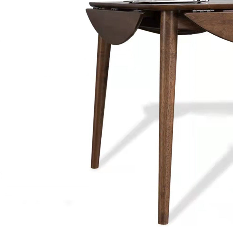 Drop-Leaf Dining Table Rubberwood Solid Wood Dining Table with 4 Legs