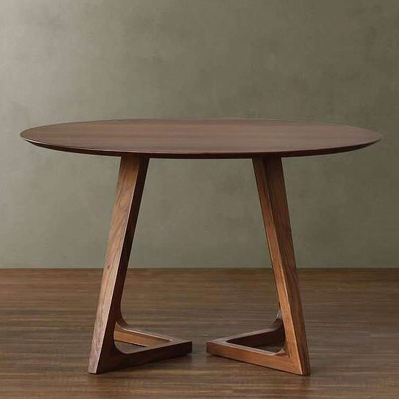 Modern Pine Wood Table for Restaurant Dining Table with Double Wood Pedestal