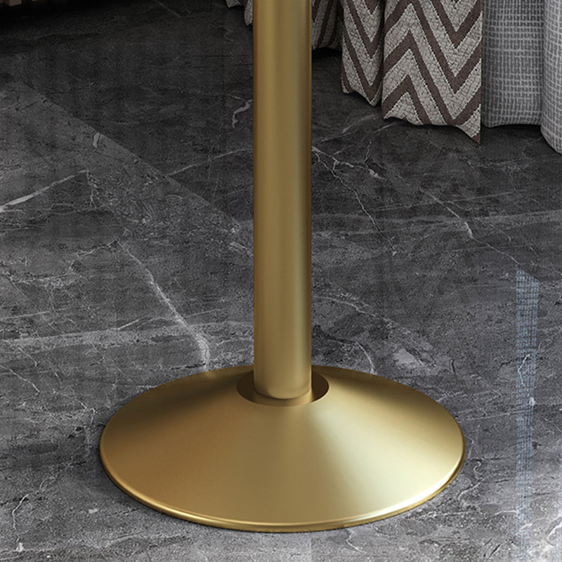 Round Sintered Stone Top Table Contemporary Metal Base Dining Table