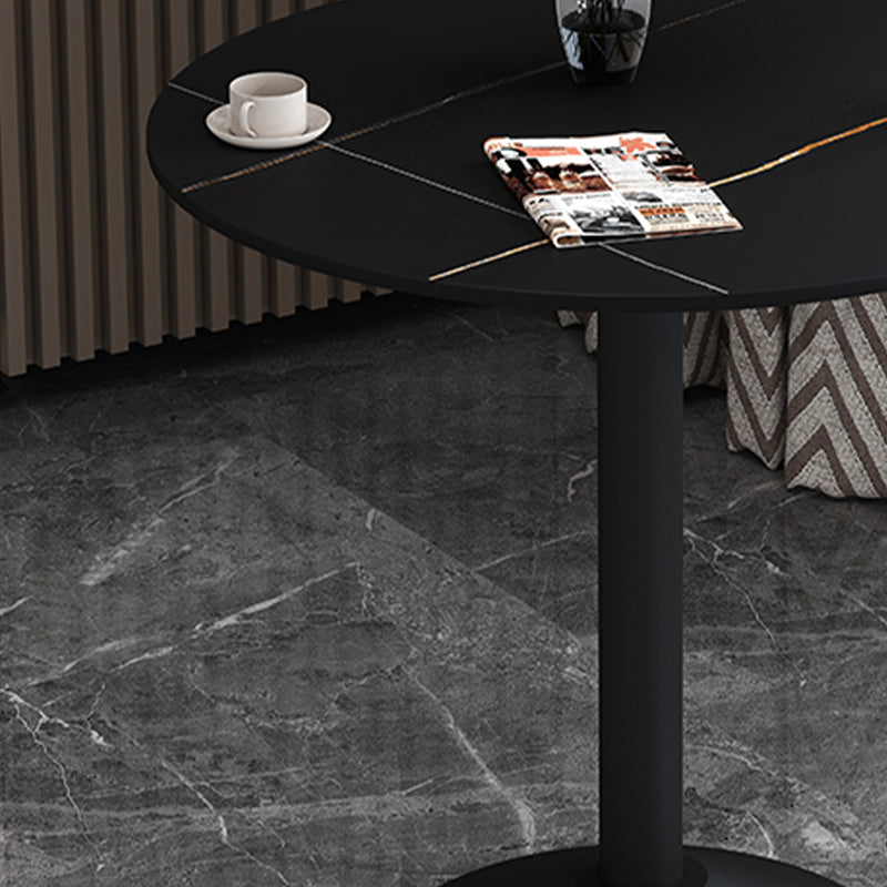 Round Sintered Stone Top Table Contemporary Metal Base Dining Table