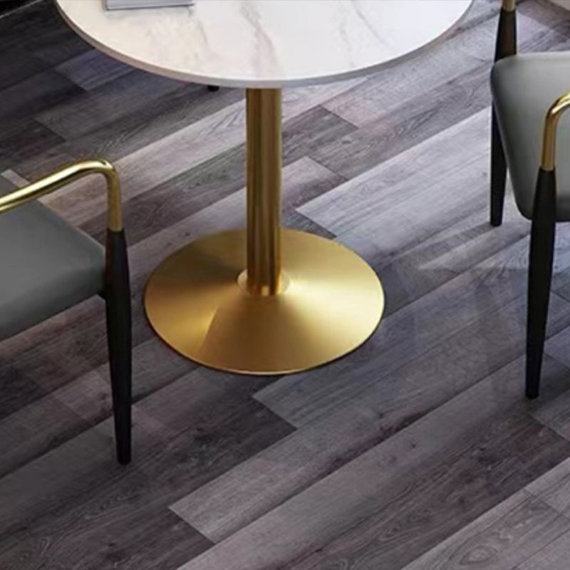 Round Sintered Stone Top Table Contemporary Metal Base Dining Table