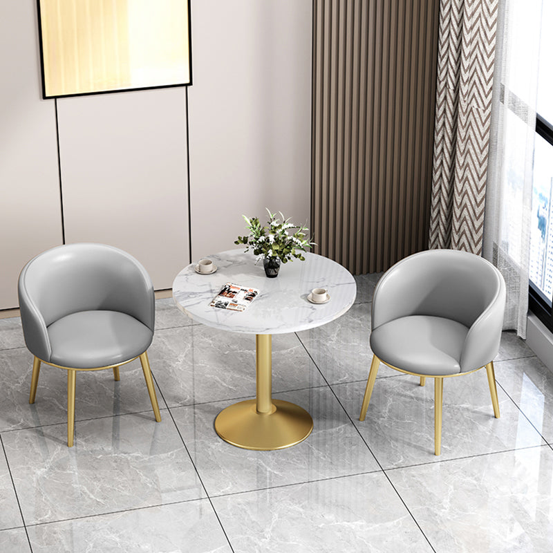 Round Sintered Stone Top Table Contemporary Metal Base Dining Table