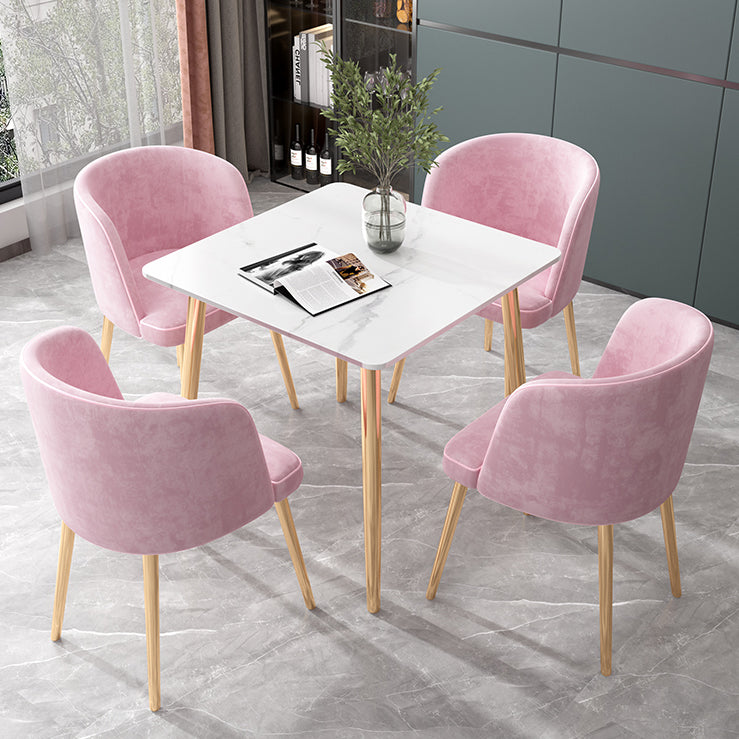Glam Style Stone Top Dining Table with Gold 4 Legs for Living Room