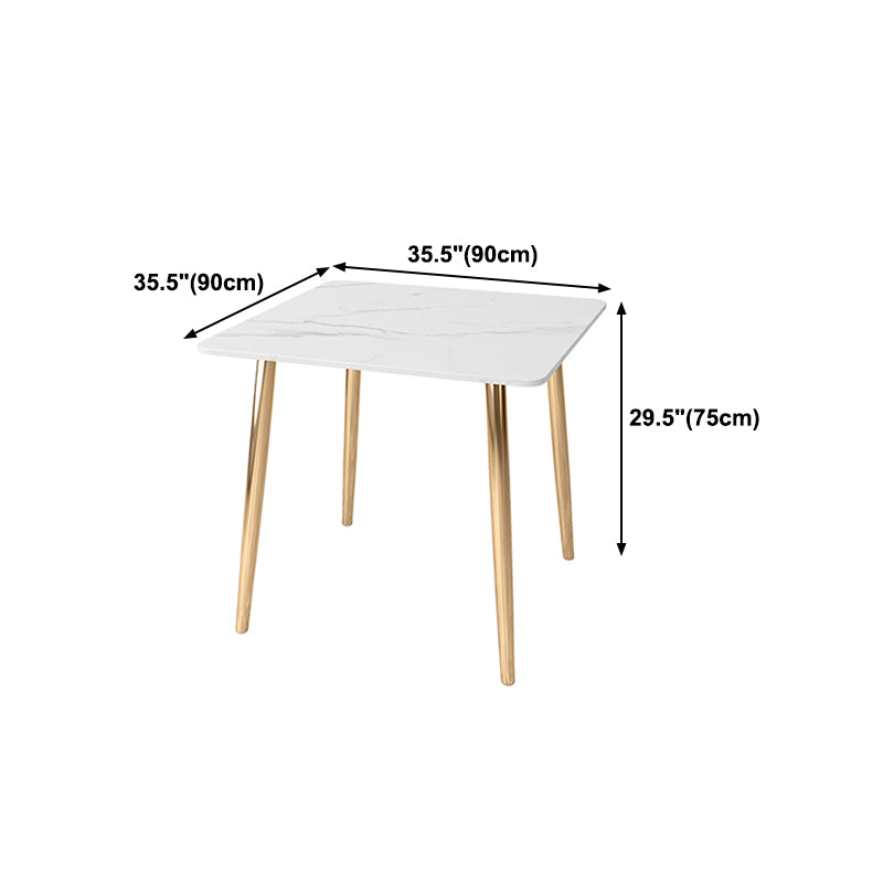 Glam Style Stone Top Dining Table with Gold 4 Legs for Living Room