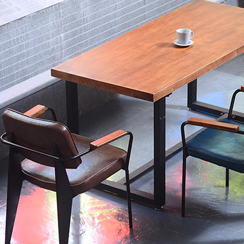 Industrial Open Back Dining Chair Upholstered Arm Chair with Black Legs