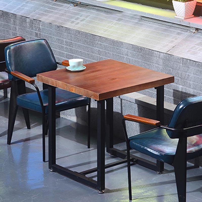 Industrial Open Back Dining Chair Upholstered Arm Chair with Black Legs