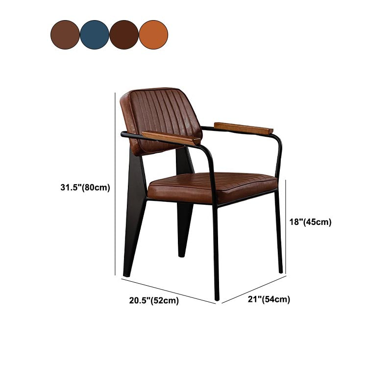 Industrial Open Back Dining Chair Upholstered Arm Chair with Black Legs
